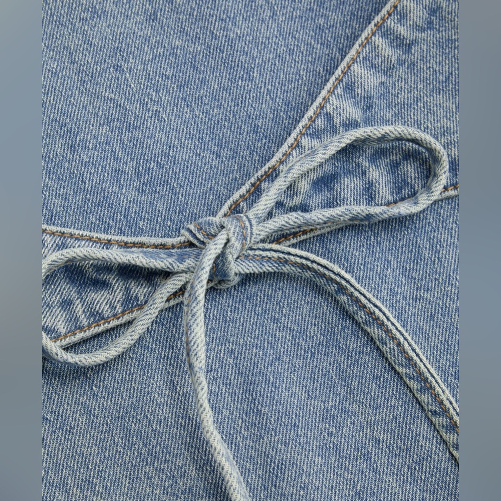 CIDER Denim Low Rise Solid Bowknot Pocket Wide Leg New Oversized Jeans Size M - Picture 3 of 12